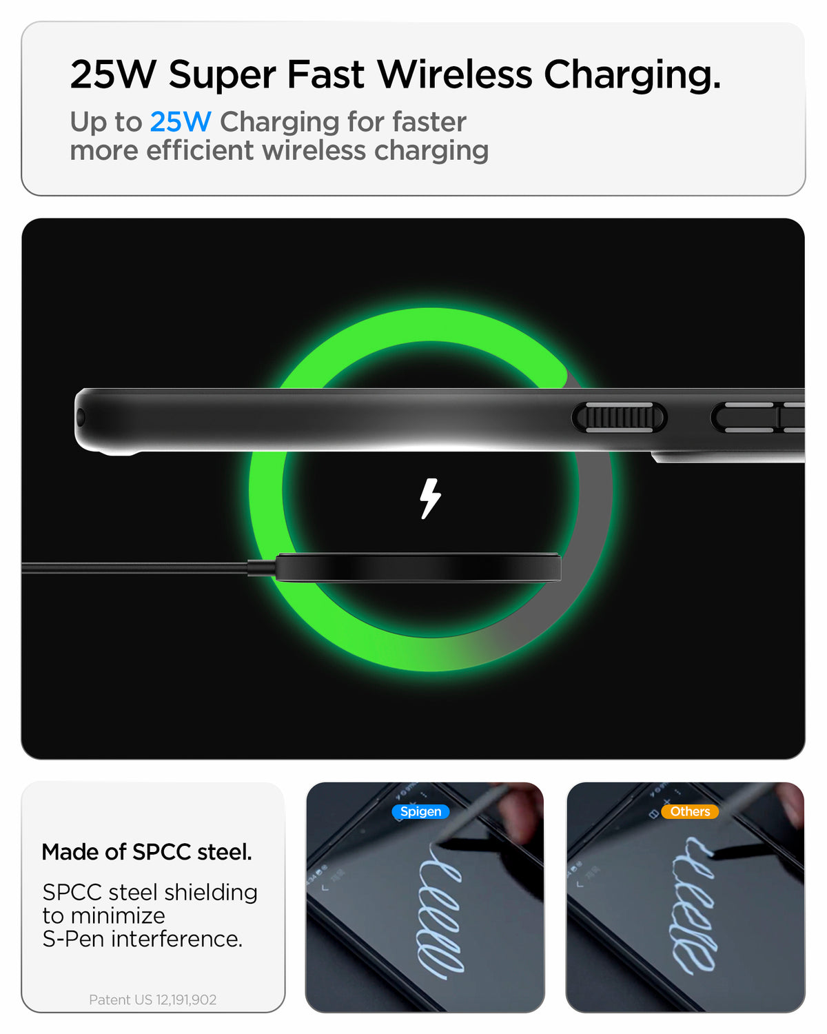 ACS11024 - Showing the 25W Super Fast Wireless charging. Up to 25W charging for faster more efficient wireless charging
