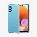 ACS04594 - Galaxy A23 5G Case Liquid Crystal in Crystal Clear showing the back, next to it is a device showing front