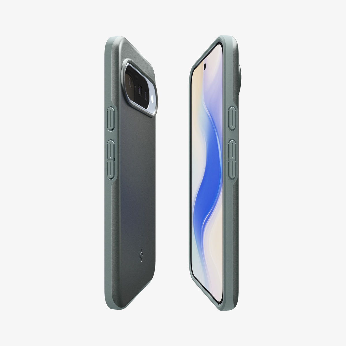 ACS09701 - Pixel 10, Pixel 10 Pro Thin Fit (MagFit) in Sage Green showing the sides, partial front and back