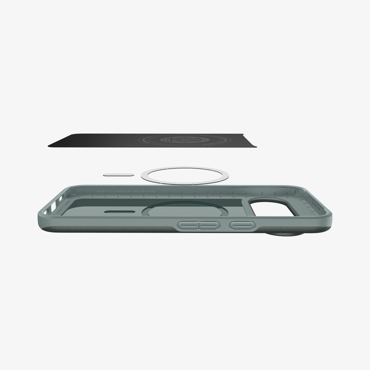 ACS09701 - Pixel 10, Pixel 10 Pro Thin Fit (MagFit) in Sage Green showing the multiple layers of case with device