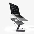 AMP09303 - Laptop Stand | LD206C in Space Gray showing the front and side with laptop hovering above the stand