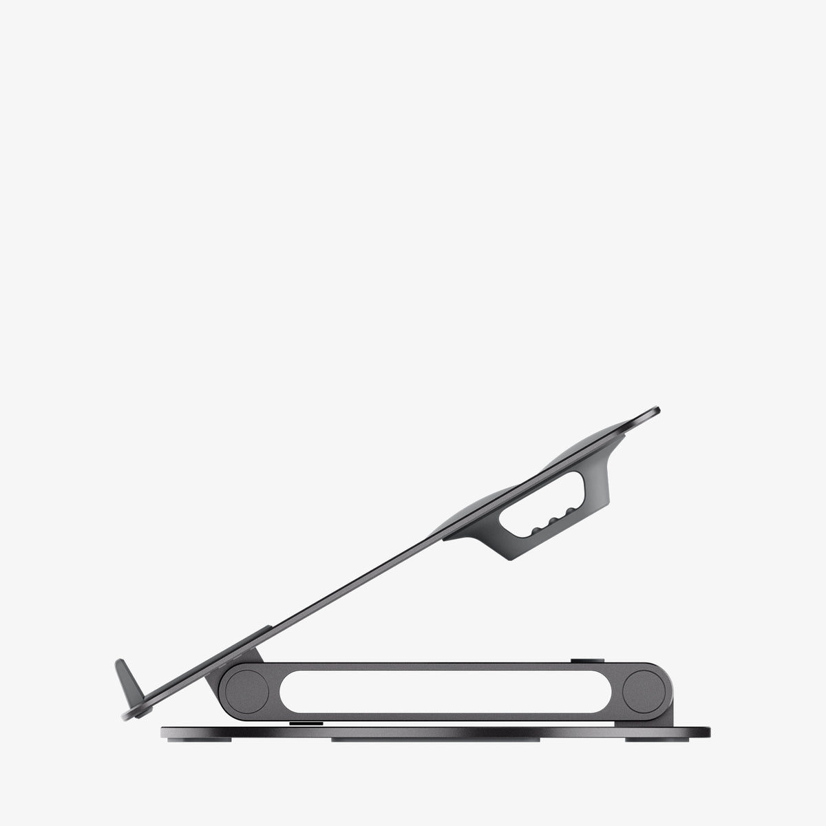 AMP09303 - Laptop Stand | LD206C in Space Gray showing the side stand partially folded