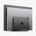 AMP10640 - Vertical Laptop Stand | LD208S4 in Space Gray showing side with device