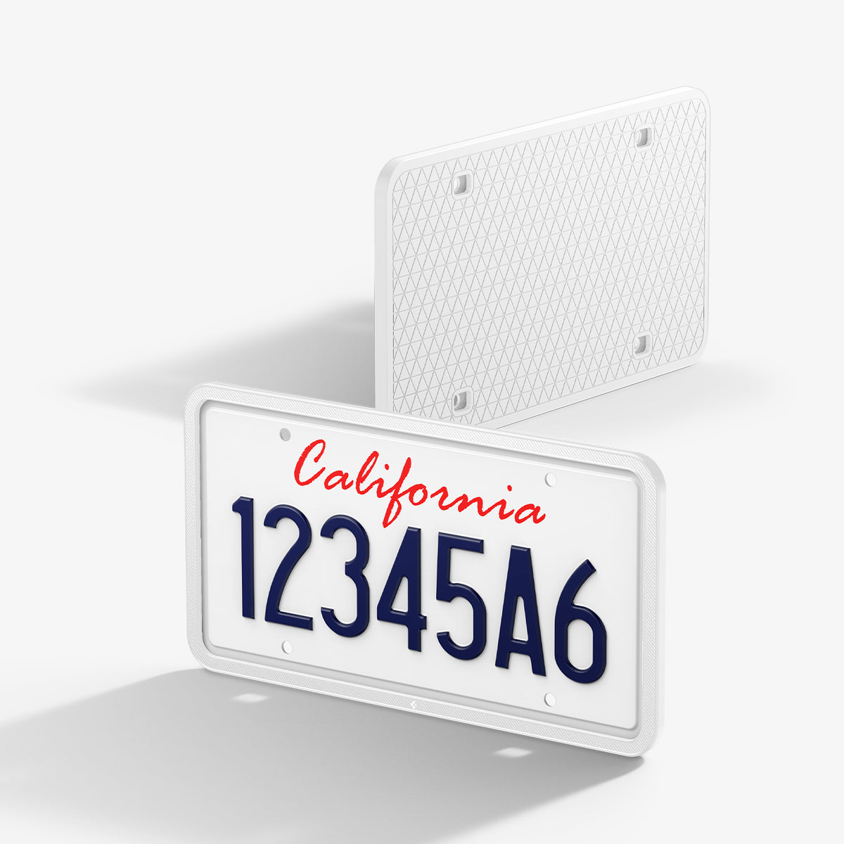 ACP12020 -  License Plate Frame | LP100 in White showing the front and back