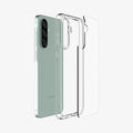 ACS09292 - Galaxy A56 5G Case Ultra Hybrid in Crystal Clear showing the back layer case detached from the tpu frame and the device aligned with each other