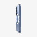 ACS08981 - Galaxy S25 Plus Case Ultra Hybrid Metal Ring (MagFit) in Clear White showing the partial back and side