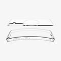 ACS08981 - Galaxy S25 Plus Case Ultra Hybrid Metal Ring (MagFit) in Clear White showing the detached inner layer hovering above the device detached  