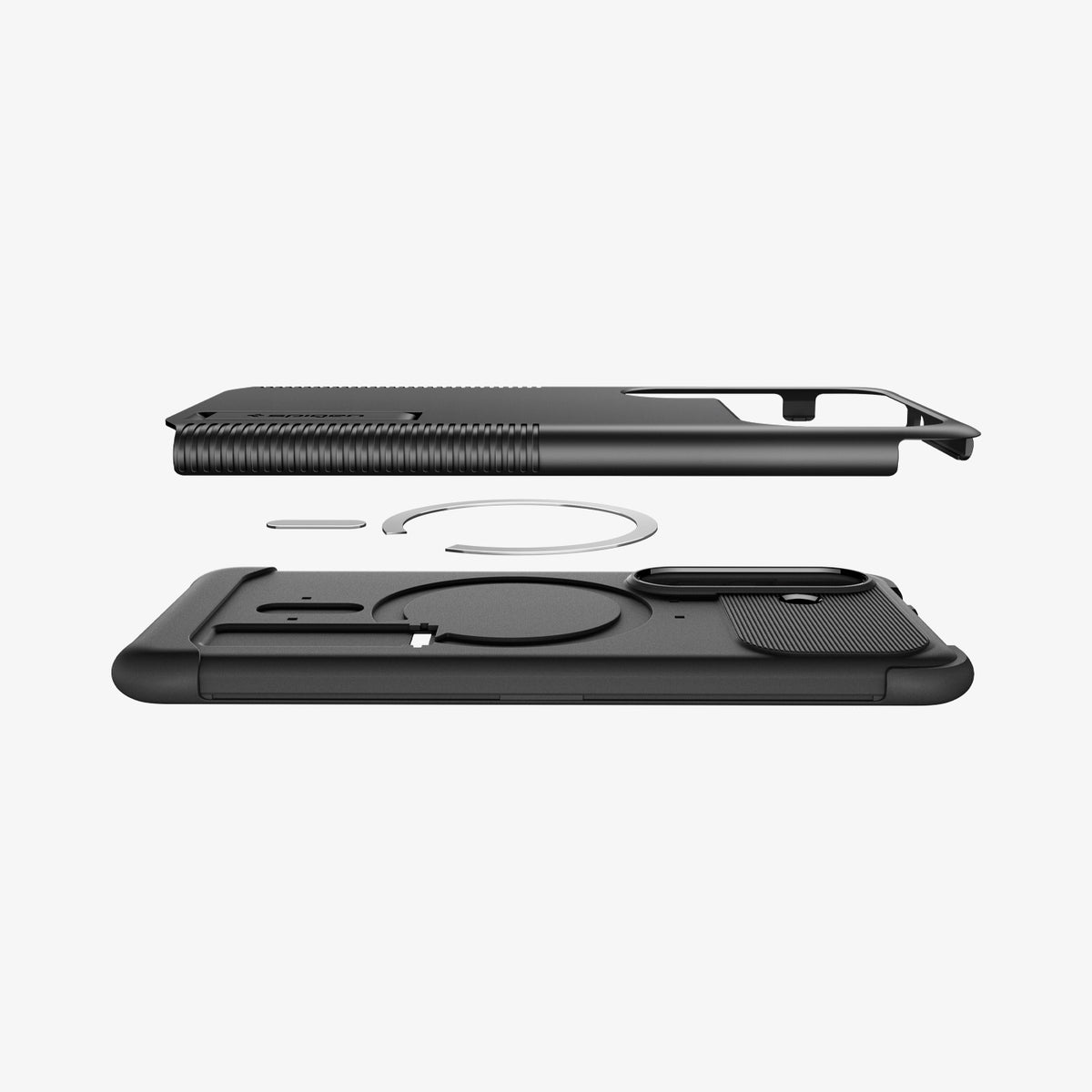 ACS10718 - Galaxy S26 Plus Slim Armor (Mag Fit) in Black showing the top and bottom