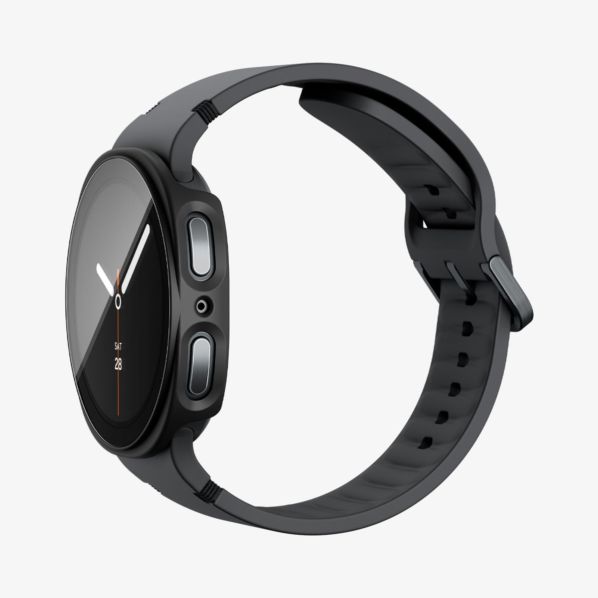 ACS11597 - Galaxy Watch 9 (40mm) Thin Fit 360 showing the case's side profile with button cutouts and band on the smartwatch
