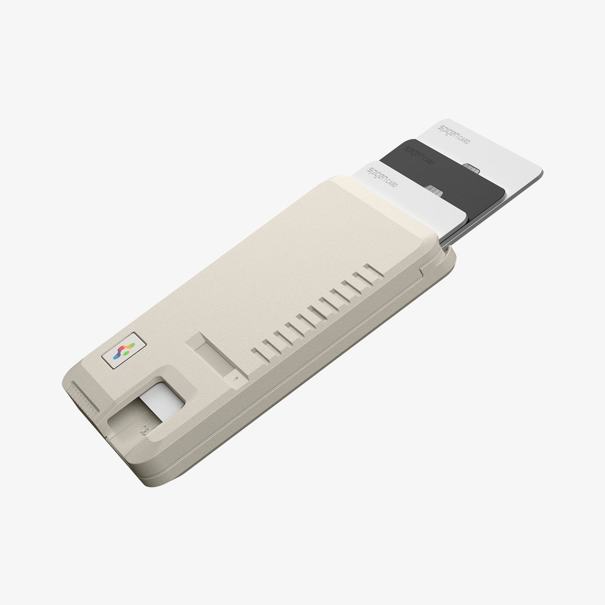 AFA10949 - Classic LS Card Holder (Mag Fit) in Stone showing the side with multiple cards in slot