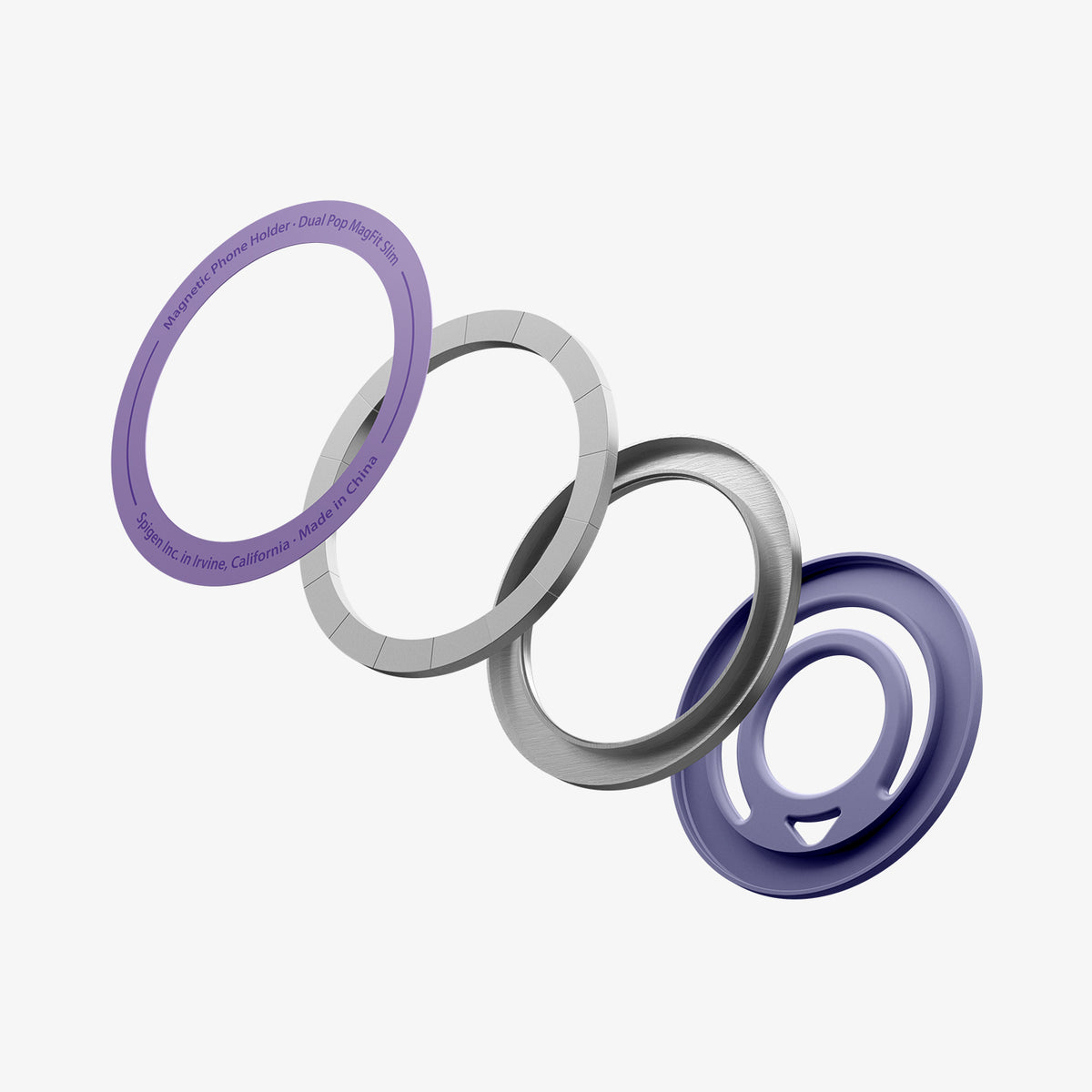 AMP11369 - O-Mag Slim Dual pop (MagFit) in violet showing the parts of the mag ring hovering 