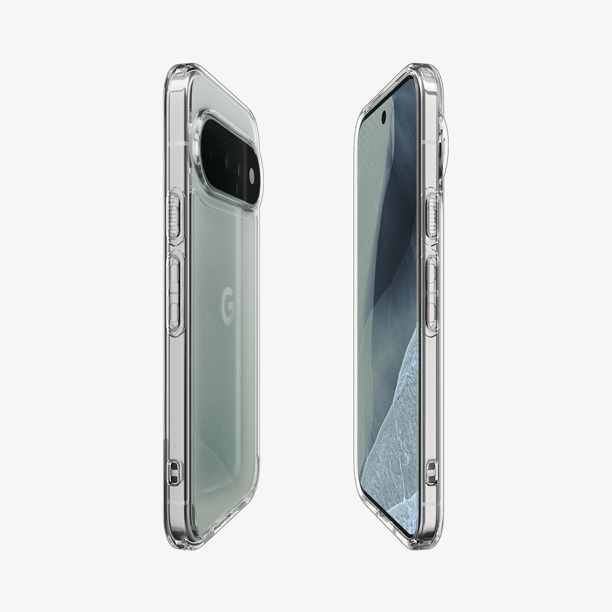  ACS11430 - Pixel 11 Pro  Ultra Hybrid Crystal Clear front and back angled views display the slim profile, responsive buttons, and precise overall fit.