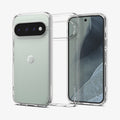  ACS11430 - Pixel 11 Pro  Ultra Hybrid Crystal Clear front and back views of the crystal clear case showing a slim design and raised camera surround.