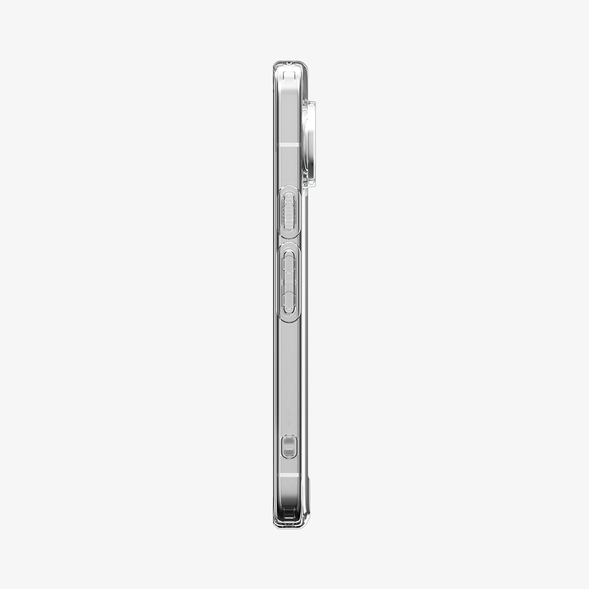  ACS11430 - Pixel 11 Pro  Ultra Hybrid Crystal Clear slim side profile showing responsive button covers, textured power button, precise cutouts, and a raised camera surround.