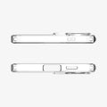 ACS11127 - Spigen Liquid Crystal Galaxy A57 5G case in Crystal Clear - top and bottom edge views showing speaker and charging port cutouts