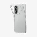 ACS11127 - Spigen Liquid Crystal Galaxy A57 5G case in Crystal Clear - angled back view showing transparent design and camera cutout