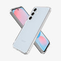 ACS08620 - Galaxy S24 FE Case Ultra Hybrid in Crystal Clear showing the back, partial side, next to it, a device showing front and partial side