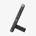 ACS10029 - Galaxy S25 FE Case Tough Armor (MagFit) in black showing the bottom with device propped up by built in kickstand