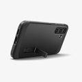 ACS10029 - Galaxy S25 FE Case Tough Armor (MagFit) in black showing the back with device propped up by built in kickstand