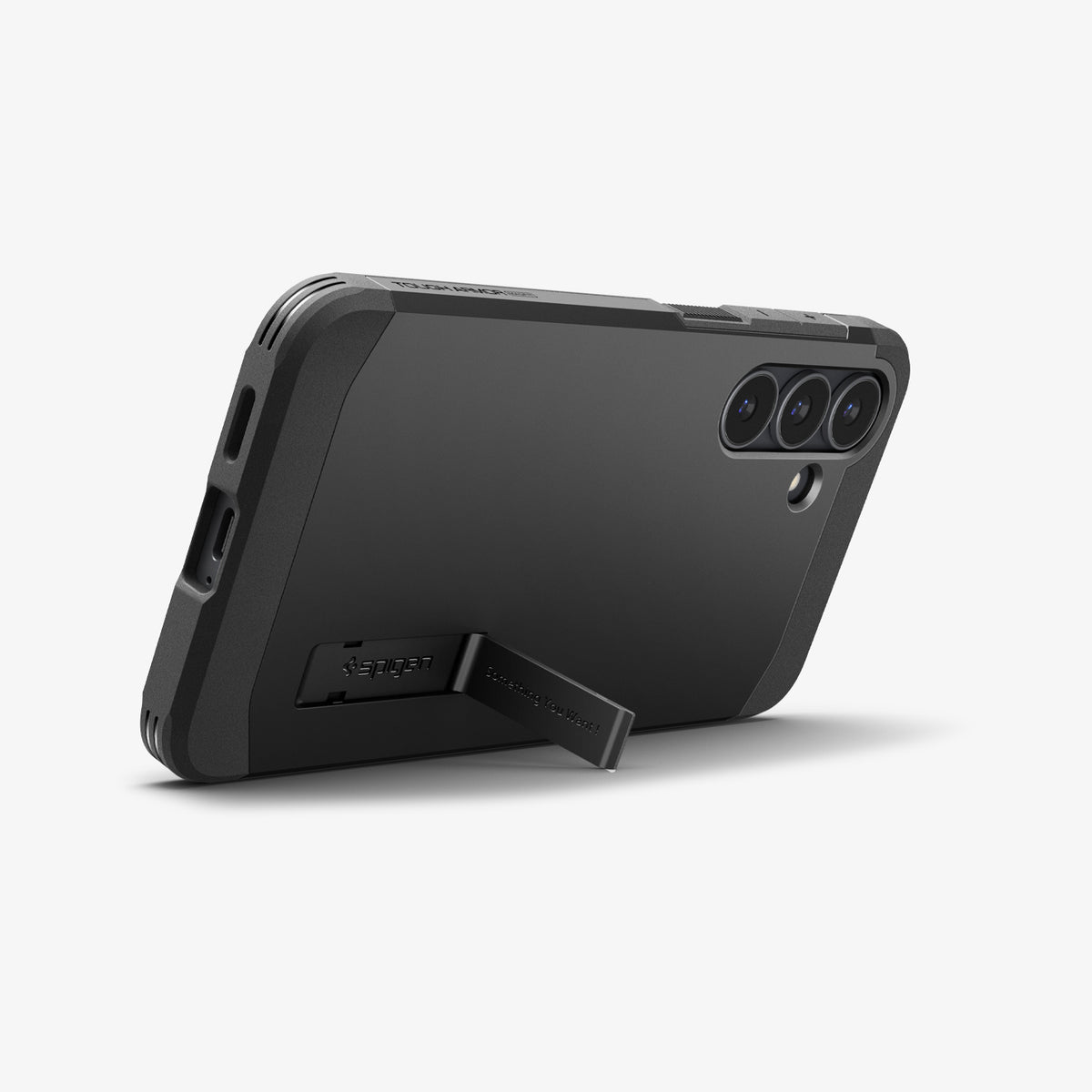 ACS10029 - Galaxy S25 FE Case Tough Armor (MagFit) in black showing the back with device propped up by built in kickstand