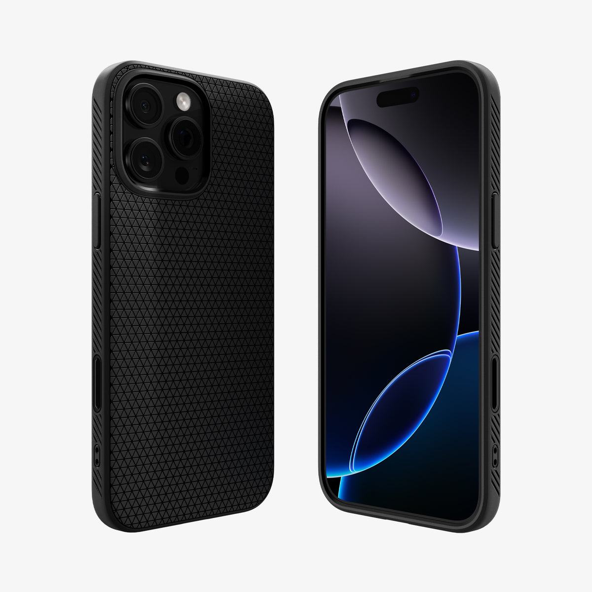 ACS09116 - iPhone 16 Pro Case Liquid Air T (MagFit + Camera Control) in Matte Black showing the back, front and sides
