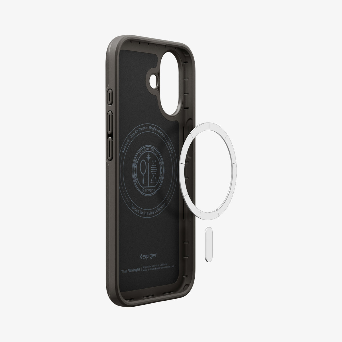 ACS09971 - iPhone 17 Thin Fit (MagFit) in Gunmetal showing inside with magfit magnet