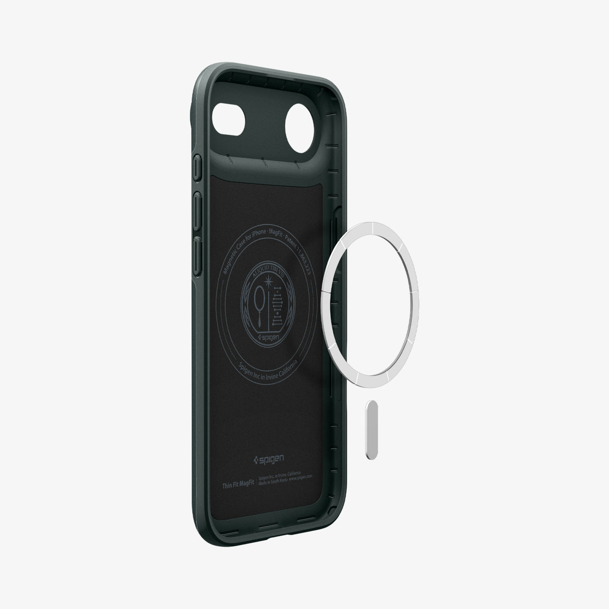 ACS09917 - iPhone 17 Air Thin Fit (MagFit) in Abyss Green showing inside with magfit magnet
