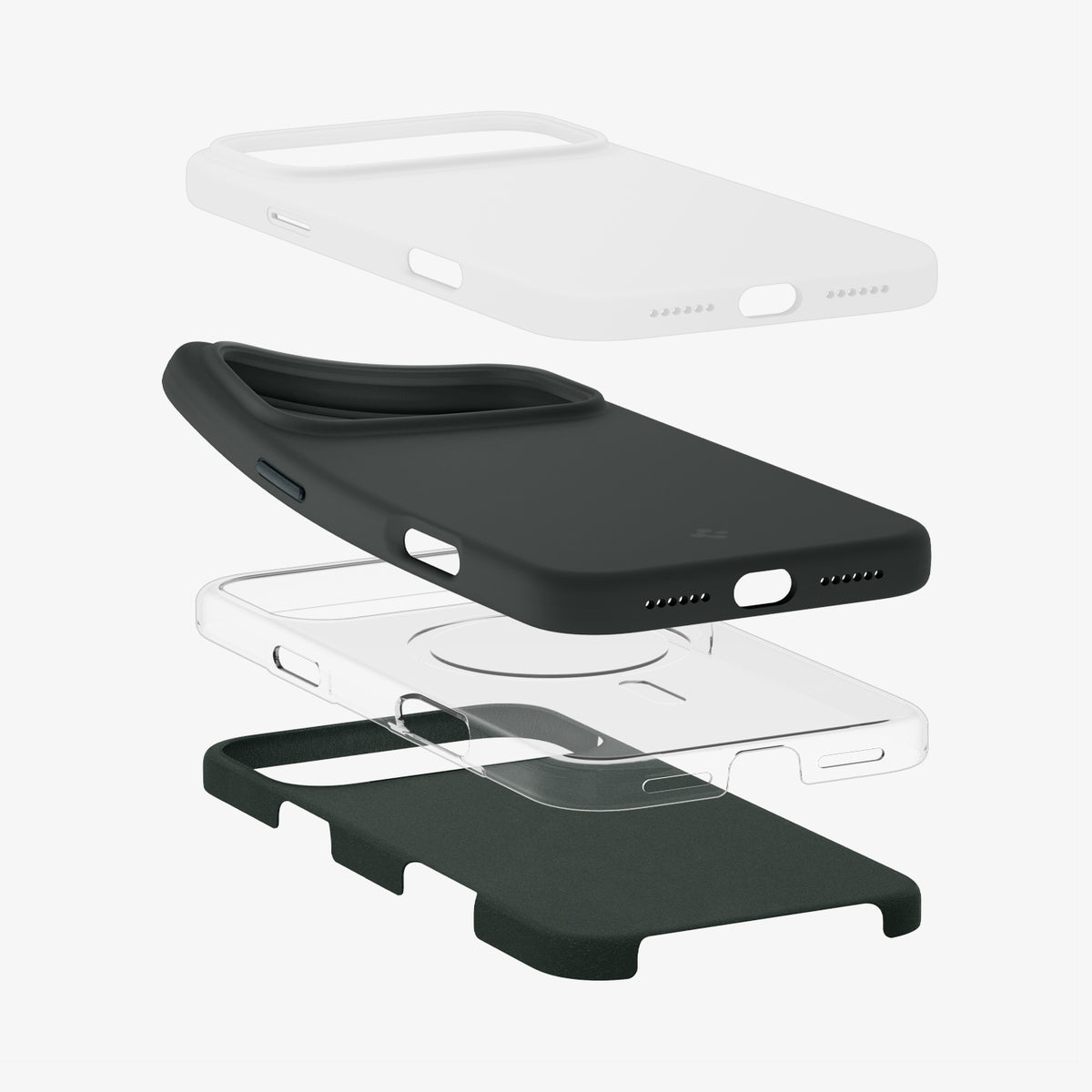 ACS09956 - iPhone 17 Pro Silicone Fit (MagFit) Case in green showing the multiple layers of case