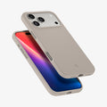 ACS09957 - iPhone 17 Pro Silicone Fit (MagFit) Case in stone showing the back, sides and partial front