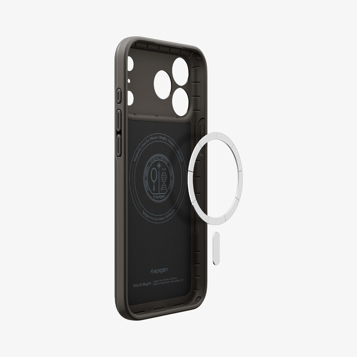 ACS09881 - iPhone 17 Pro Max Thin Fit (MagFit) in Gunmetal showing inside with magfit magnet