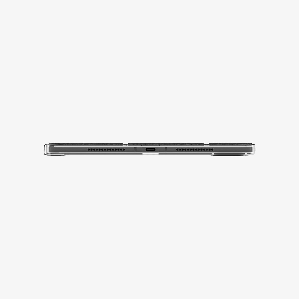 ACS09440 - iPad Pro 11-inch (2024) Case Liquid Air Folio in Black showing the side with usb c port and speaker 