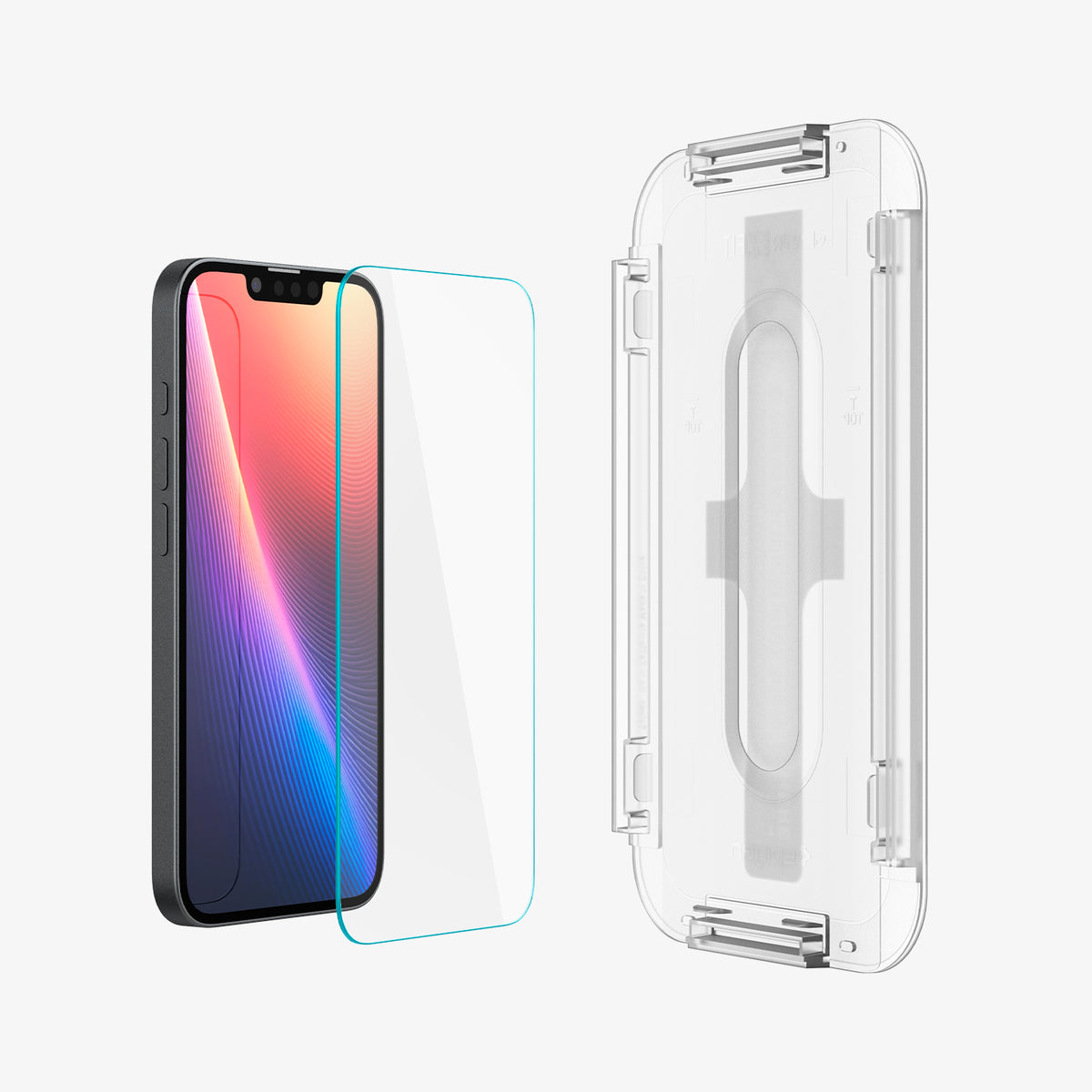 AGL03386 - iPhone 16e Screen Protector EZ FIT GLAS.tR (Sensor Protection) showing the device and ez fit tray