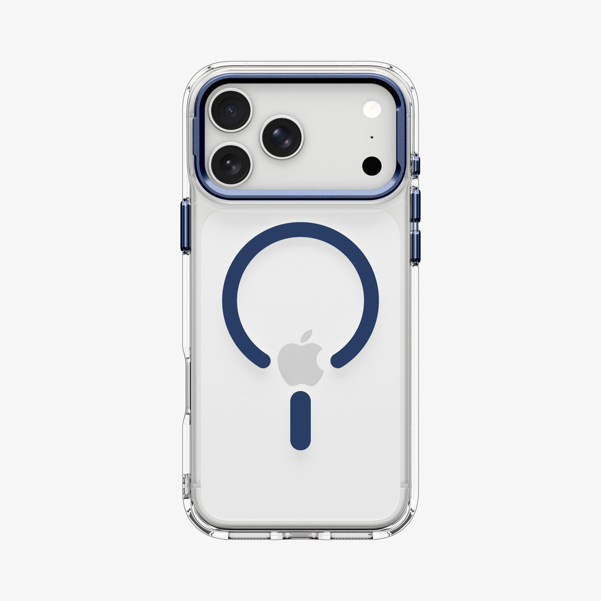 ACS11922 - iPhone 18 Pro / iPhone 17 Pro Ultra Hybrid Optik S (Mag Fit) Clear Deep Blue showing the clear case from the back with a visible magnetic ring and raised camera frame