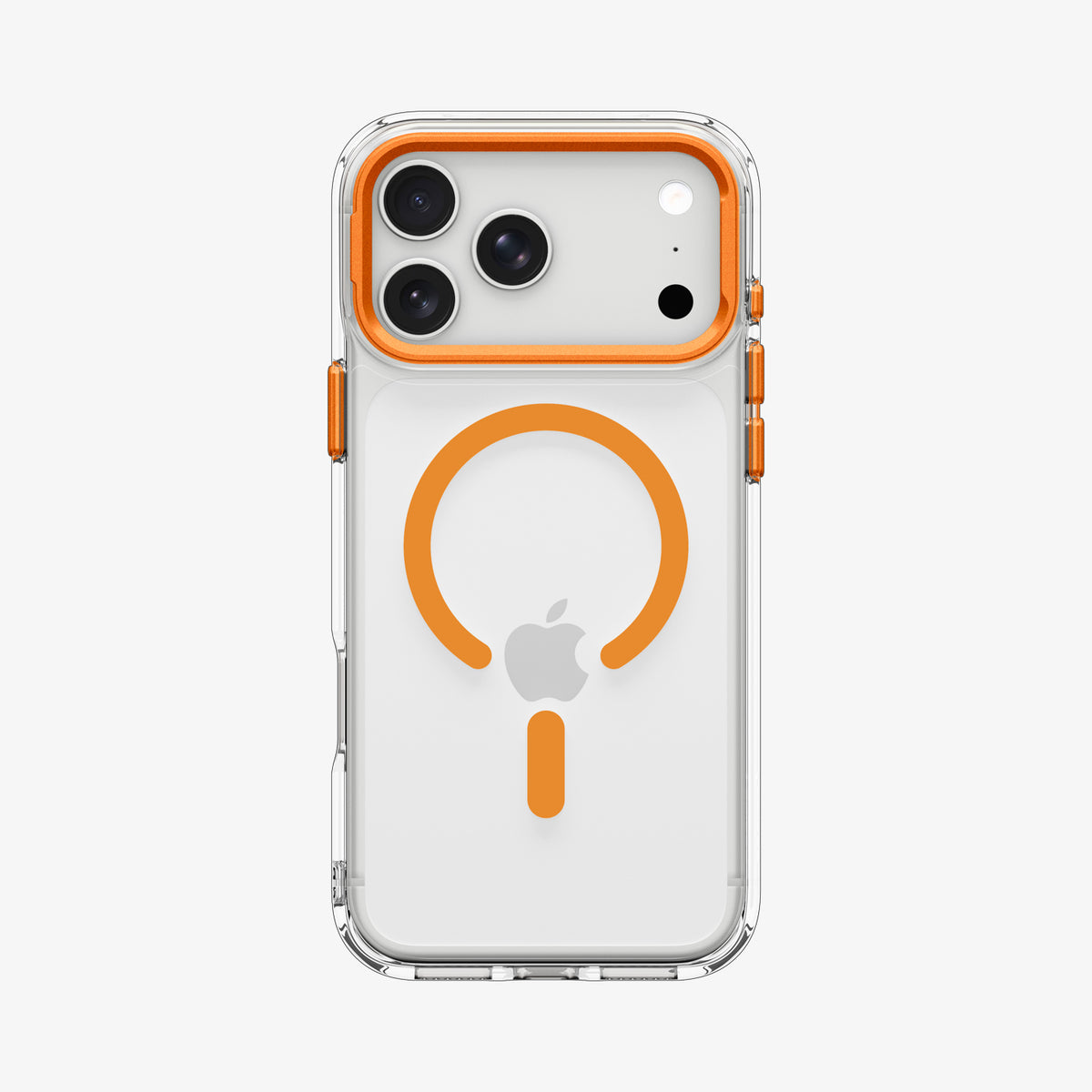 ACS11923 - iPhone 18 Pro / iPhone 17 Pro Ultra Hybrid Optik S (Mag Fit) Clear Orange showing the clear case from the back with a visible magnetic ring and raised camera frame