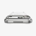 ACS11921 - iPhone 18 Pro / iPhone 17 Pro Ultra Hybrid Optik S (Mag Fit) Clear Silver showing a close-up of the raised camera frame folded flat around the camera area