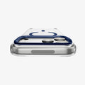 ACS11922 - iPhone 18 Pro / iPhone 17 Pro Ultra Hybrid Optik S (Mag Fit) Clear Deep Blue showing a close-up of the raised camera frame folded flat around the camera area