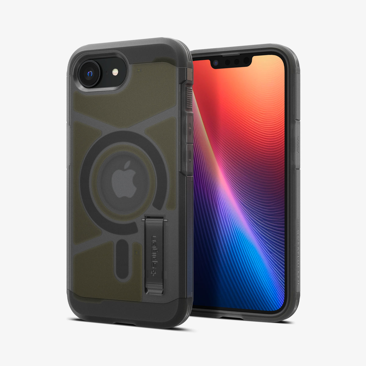 ACS09138 - iPhone 17e Case Tough Armor AI (MagFit) in Frost Black showing the back, partial front and sides