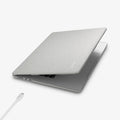 ACS10975 - MacBook Air 15-inch in Heather Gray showing the top, partial side and bottom