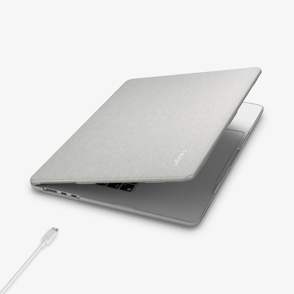 ACS10975 - MacBook Air 15-inch in Heather Gray showing the top, partial side and bottom