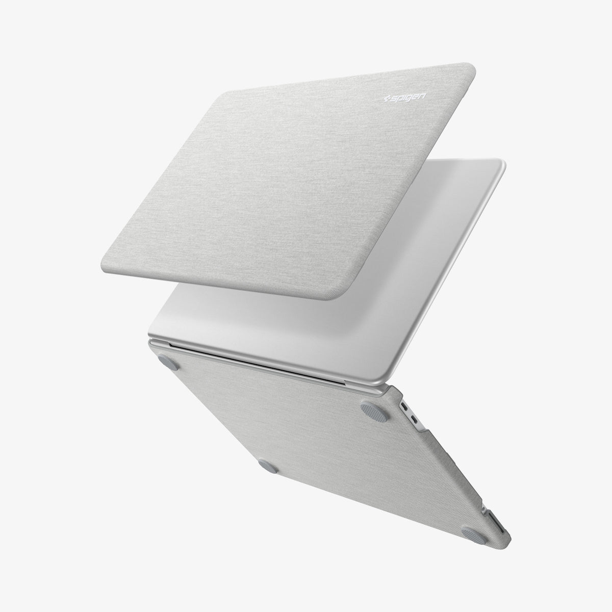 ACS11542 - MacBook Neo 13-inch Urban Fit in Heather Gray showing exploded view of Urban Fit case separated from MacBook
