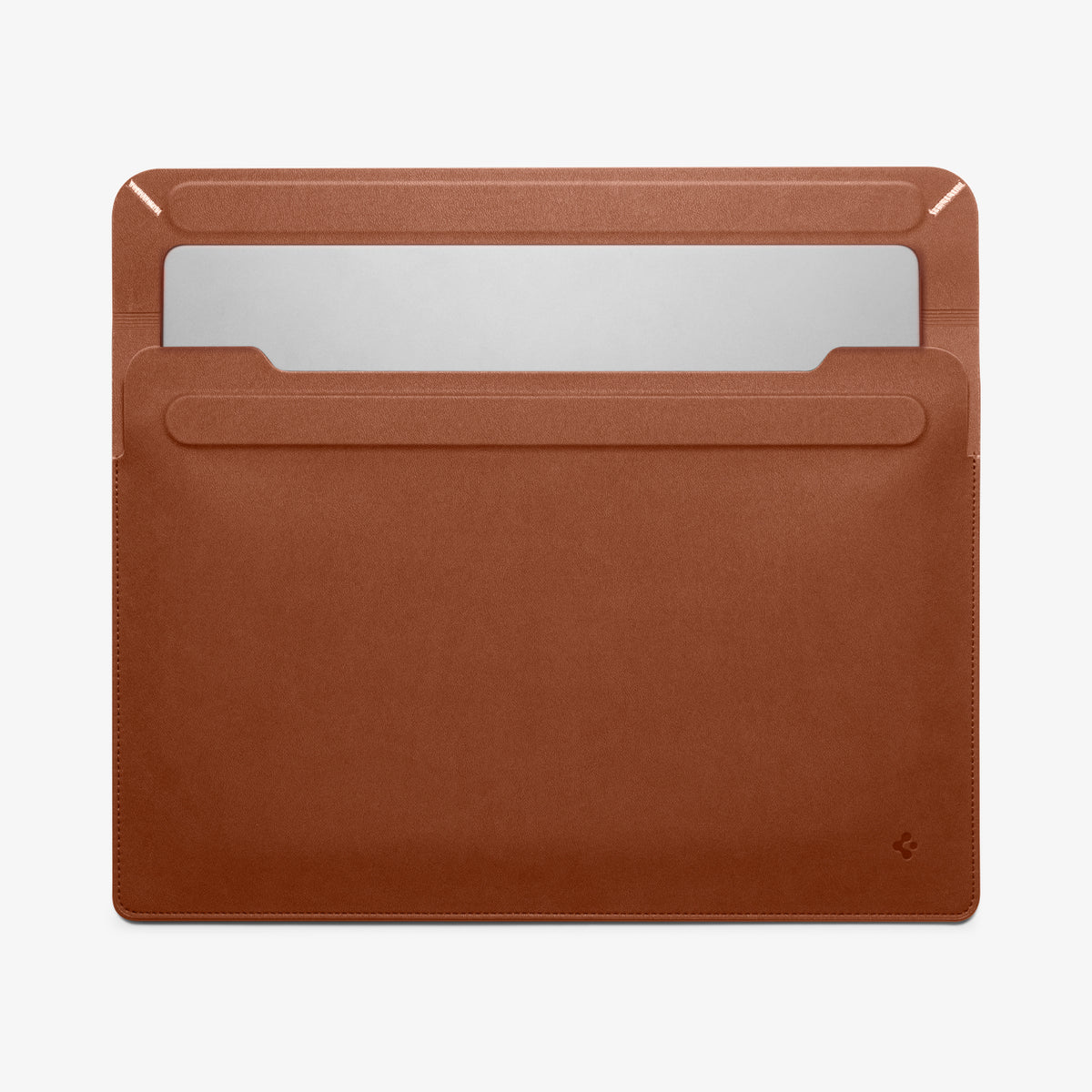 AFA06416 - Spigen Valentinus MacBook Sleeve partially opened revealing laptop sticking out