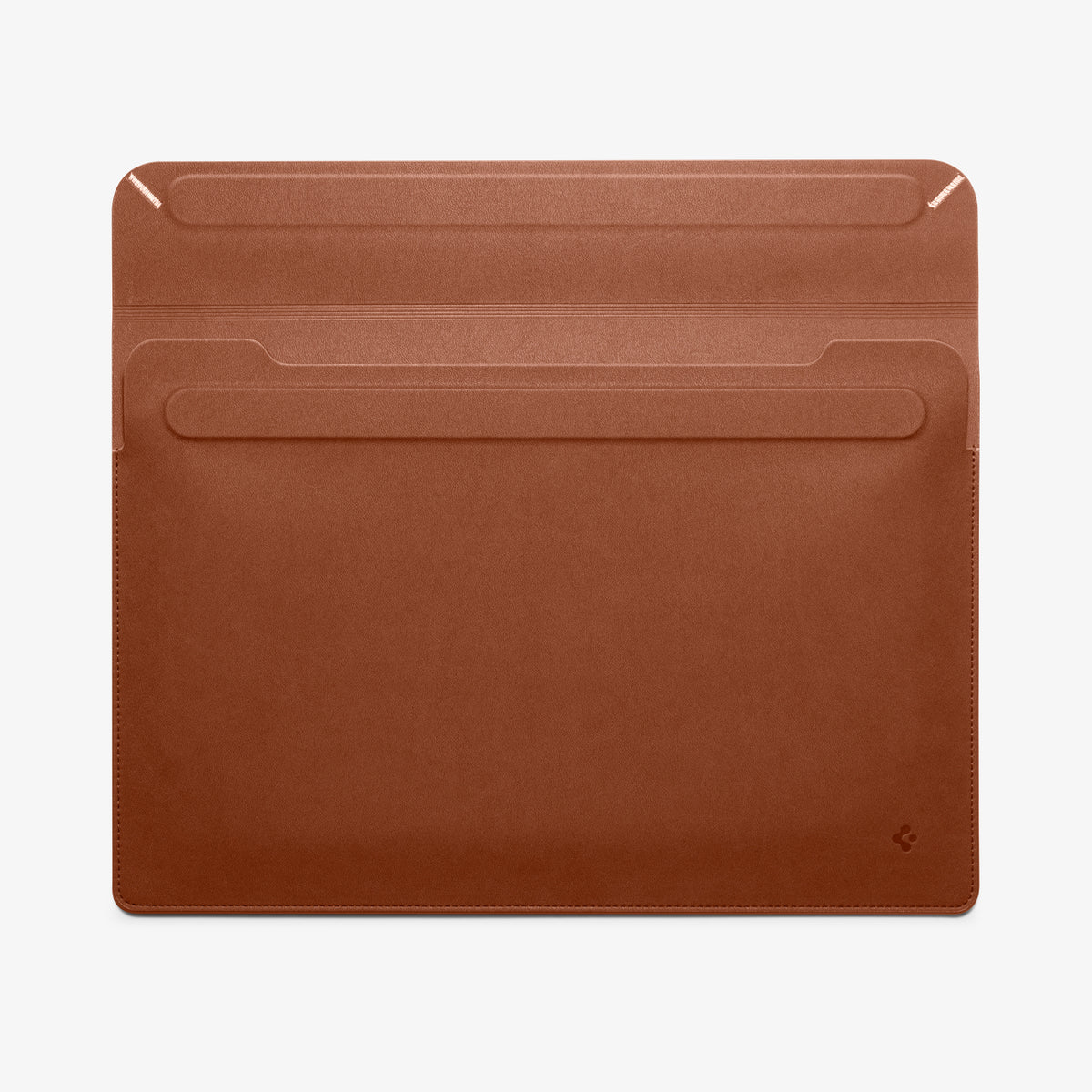 AFA06419 - MacBook Pro 16-inch Valentinus Laptop Pouch in Classic Brown open flat layout showing flexible leather construction