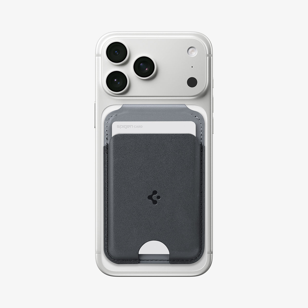 AFA11334 - MagSafe Card Holder Nano Pop S (Mag Fit)  in Black Sesame showing front with an iPhone