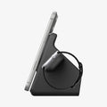 AMP09172 - Magsafe Duo Charger Stand (Mag Fit) in Black showing the side with phone and watch attached 