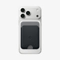 AFA06997 - MagSafe Card Holder Nano Pop (Mag Fit) in Black Sesame showing the front attached to the back of the device