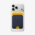 AFA06390 - MagSafe Card Holder Nano Pop (Mag Fit) in Blueberry Navy showing the front attached to the back of the device
