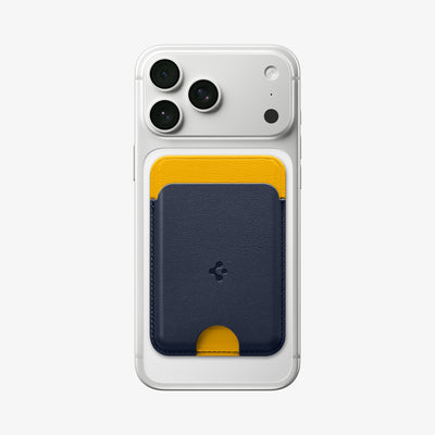 AFA06390 - MagSafe Card Holder Nano Pop (Mag Fit) in Blueberry Navy showing the front attached to the back of the device
