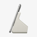 AMP09171 - Magsafe Charger Stand (Mag Fit) in Dune Beige showing the side with the device attached
