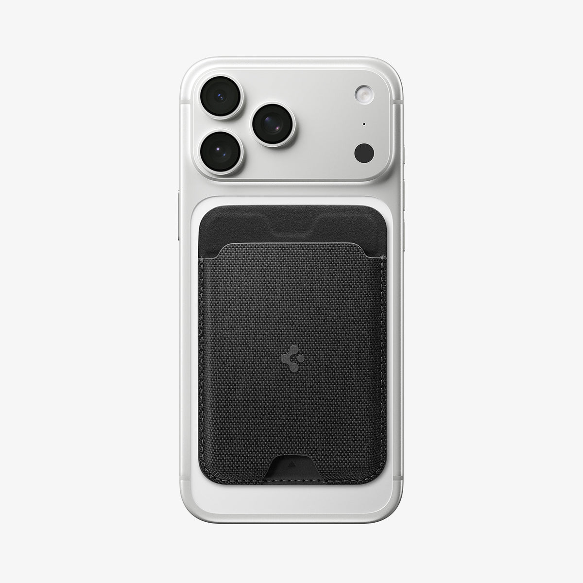 AFA11335 - Spigen MagFit Urban Fit Wallet attached to iPhone with fabric card holder