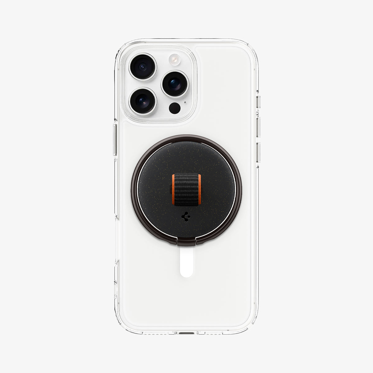 AMP08552 - O-Mag Magnetic Phone Holder (MagFit) OM104 in Black showing the back of the device with o-mag ring attached